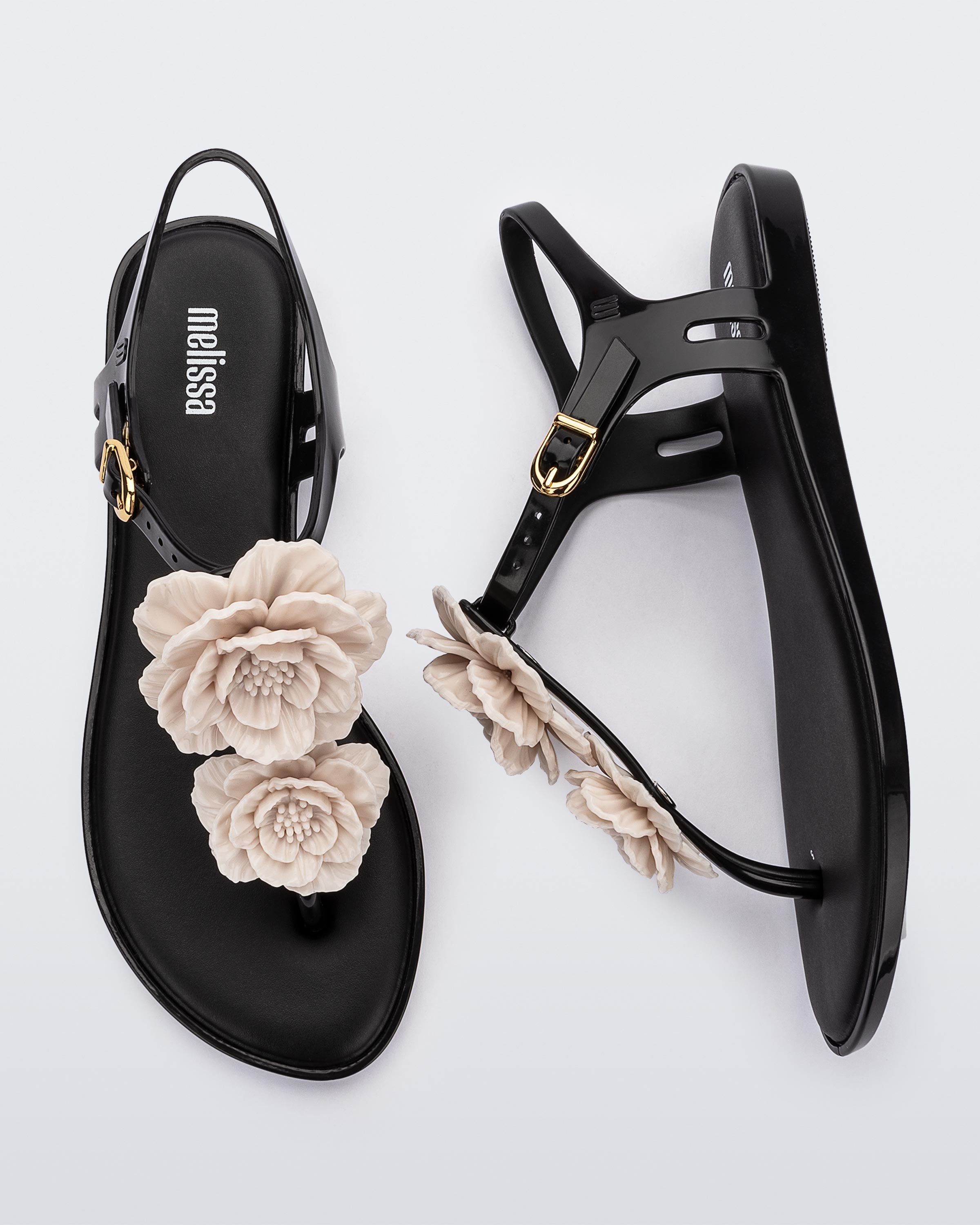 Melissa Solar Springtime AD Black/Beige Women's Sandals Black ...