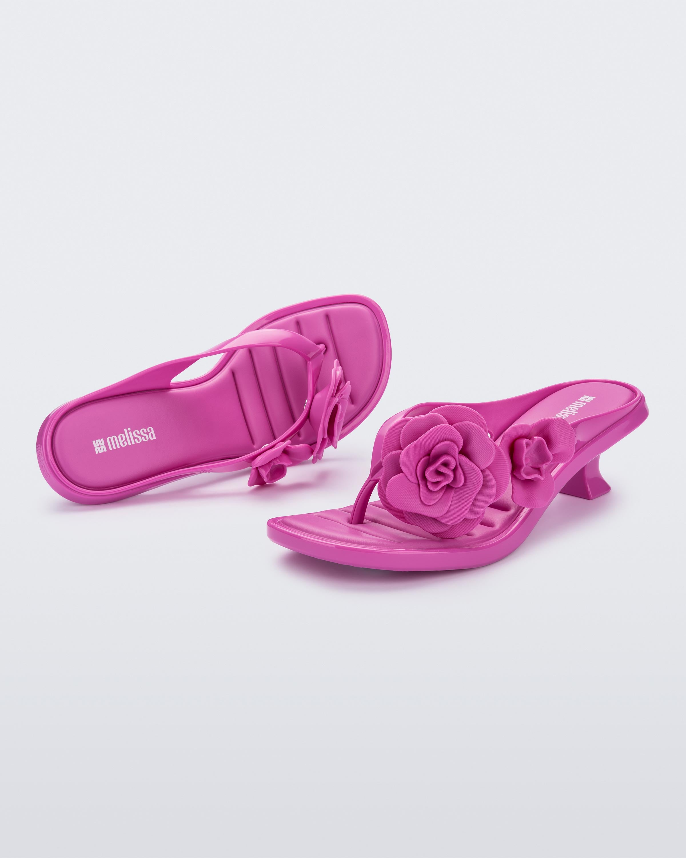 Melissa Thong Kitten Heel Petals AD Lilac Women's High Heel Flip